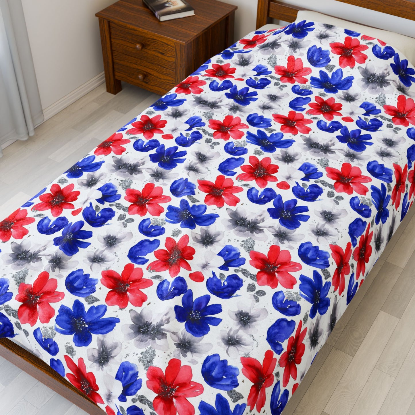 Bills Watercolor Floral Velveteen Plush Blanket