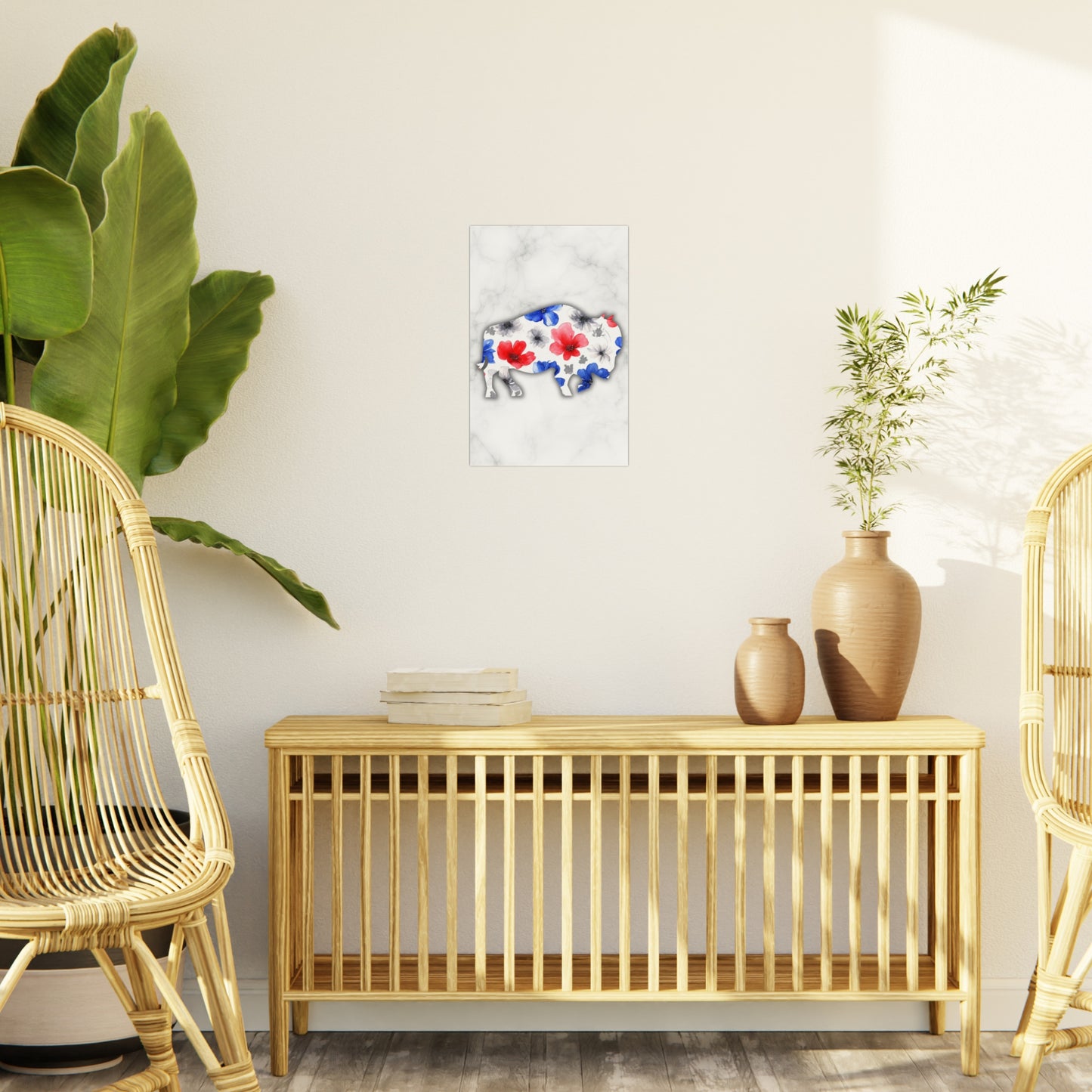 Floral Buffalo Foam Board - Home Decor Wall Art for Nature Lovers