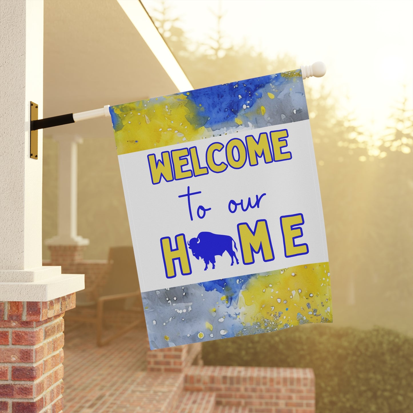 Welcome to Our Home Buffalo Hockey Watercolor Design