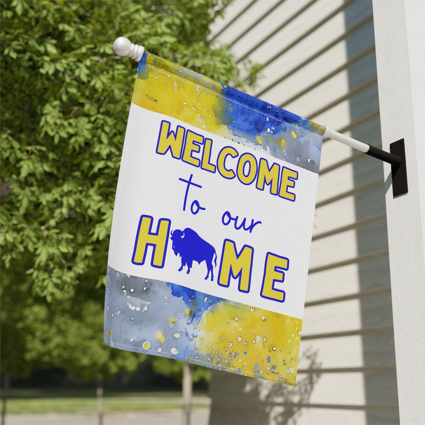 Welcome to Our Home Buffalo Hockey Watercolor Design