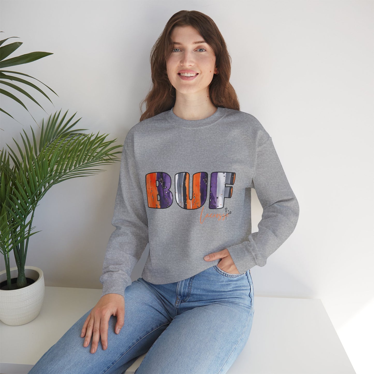 Bandits Plaid BUF Watercolor Unisex Heavy Blend™ Crewneck Sweatshirt
