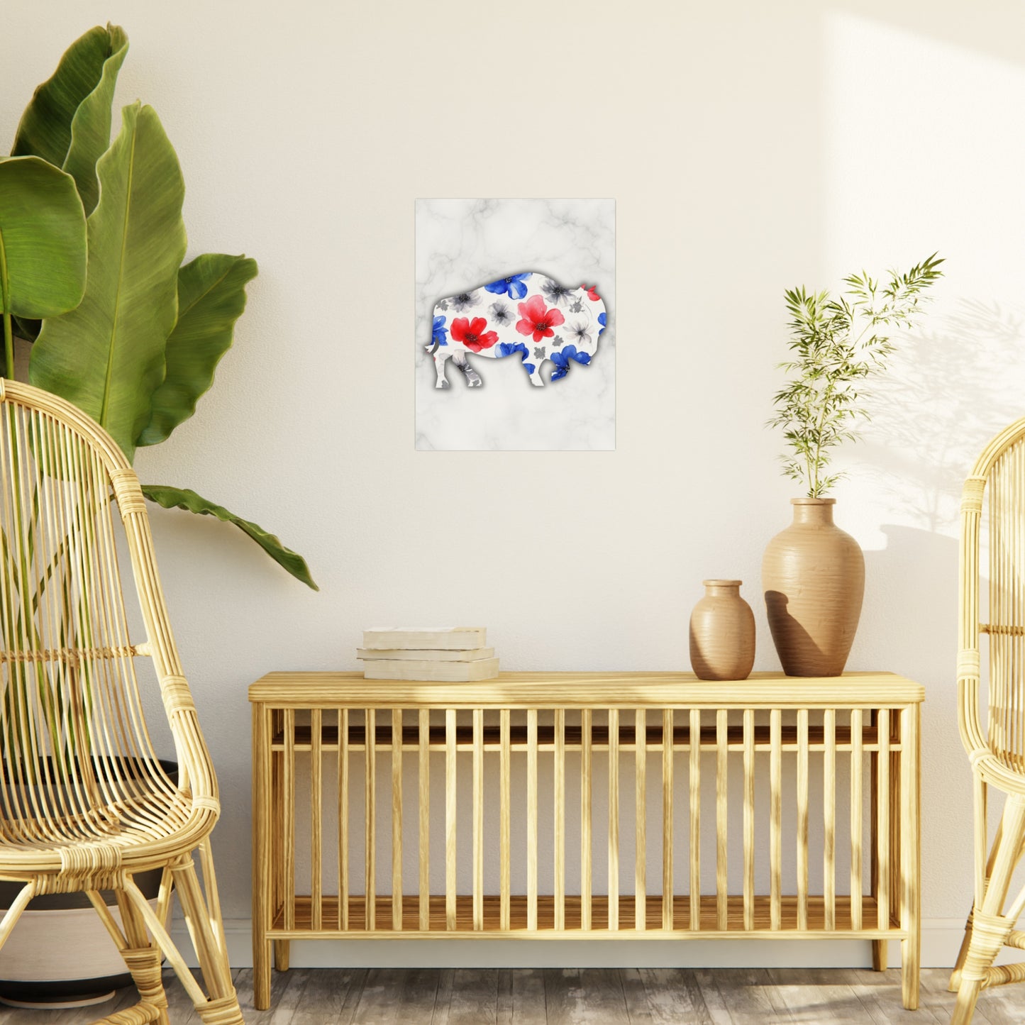 Floral Buffalo Foam Board - Home Decor Wall Art for Nature Lovers