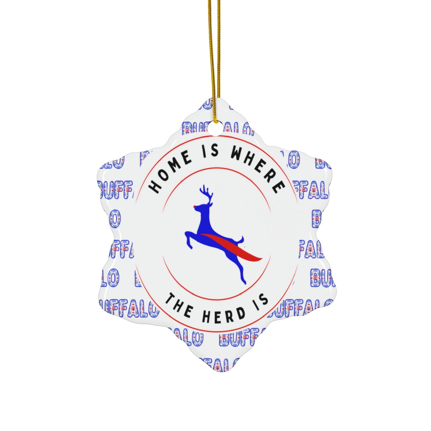 Home is Where the Herd Is! Watercolor Stripe Ceramic Ornament: 2-Side Print, Available in (1pc, 3pcs, 5pcs, 10pcs)