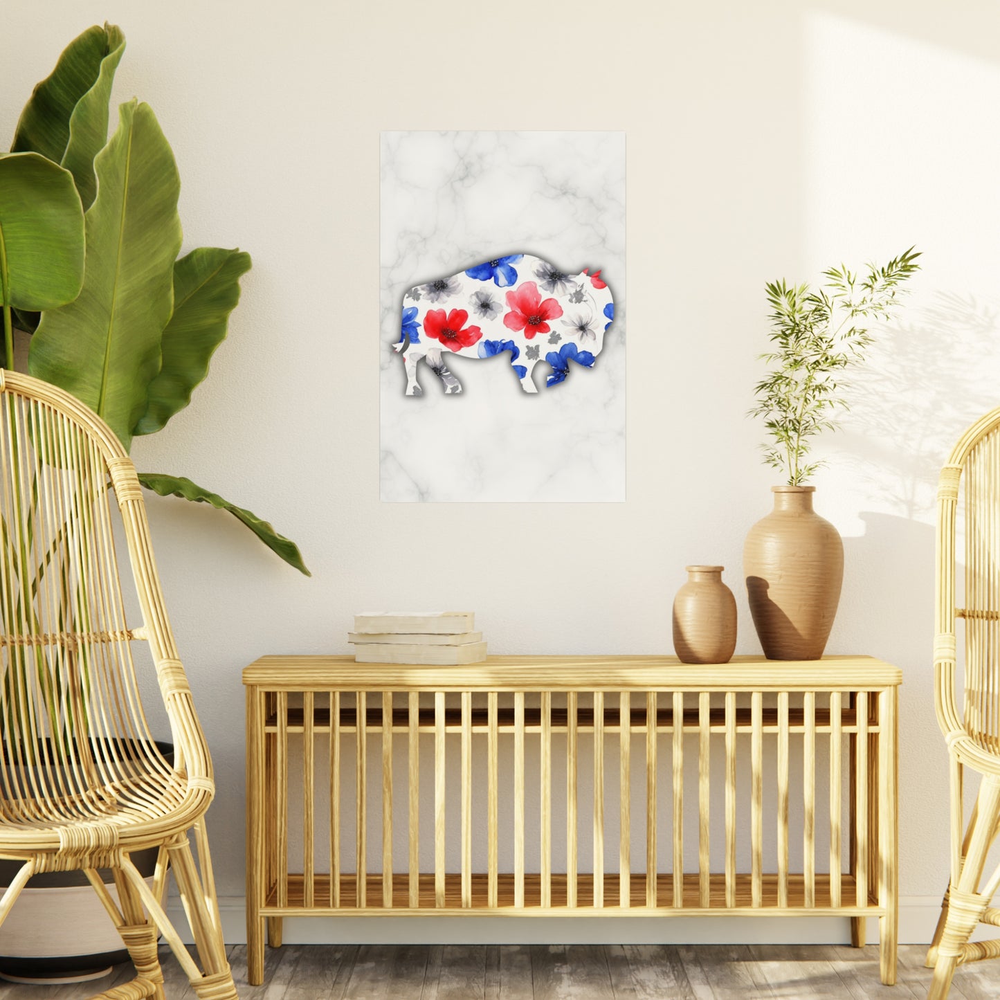 Floral Buffalo Foam Board - Home Decor Wall Art for Nature Lovers