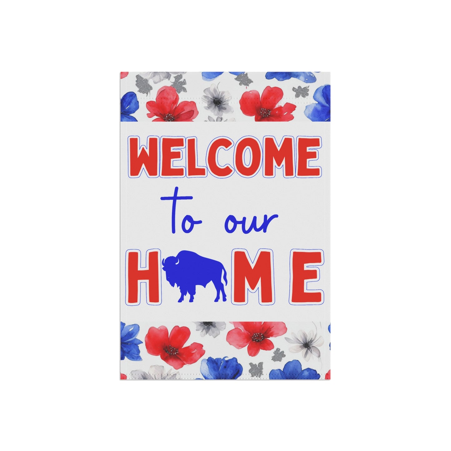 Welcome to Our Home Buffalo Football Floral Watercolor Design