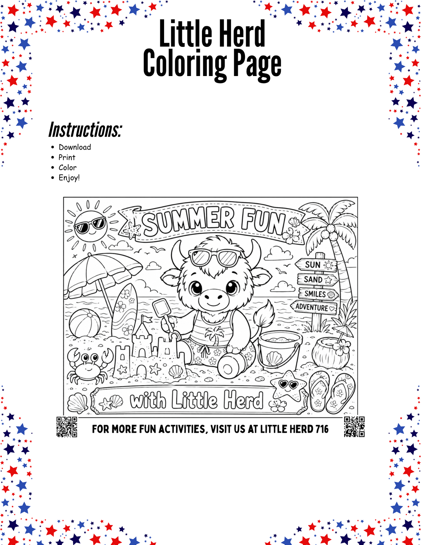 Welcome to the Herd Coloring Sheet_Summer Fun FREE