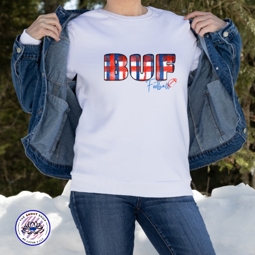 Bills Plaid BUF Watercolor Unisex Heavy Blend™ Crewneck Sweatshirt