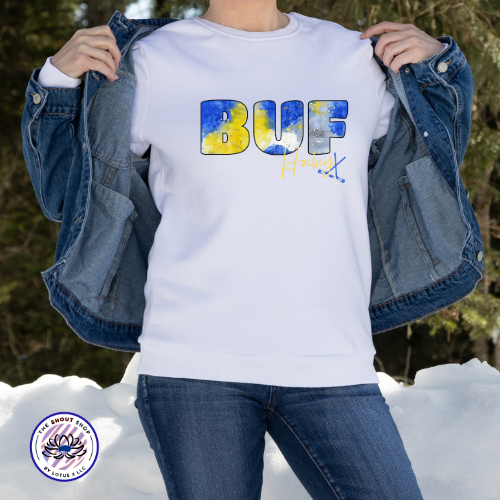 Sabres Paint BUF Watercolor Unisex Heavy Blend™ Crewneck Sweatshirt
