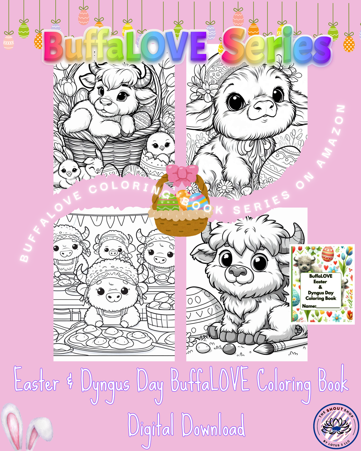 Easter & Dyngus Day BuffaLove Coloring Book Digital Download (Physical Book Available on Amazon)