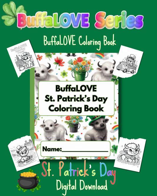 St. Patrick's Day BuffaLove Coloring Book Digital Download (Physical Book Available on Amazon)