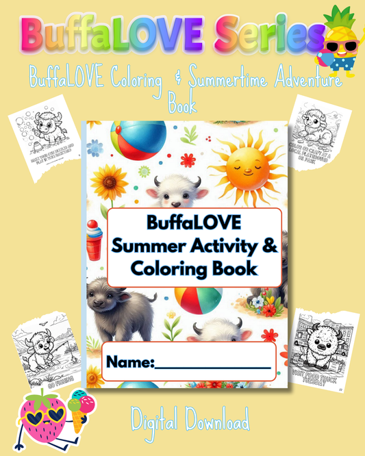 Summer Adventures BuffaLove Coloring & Adventure Book Digital Download NOW AVAILABLE!