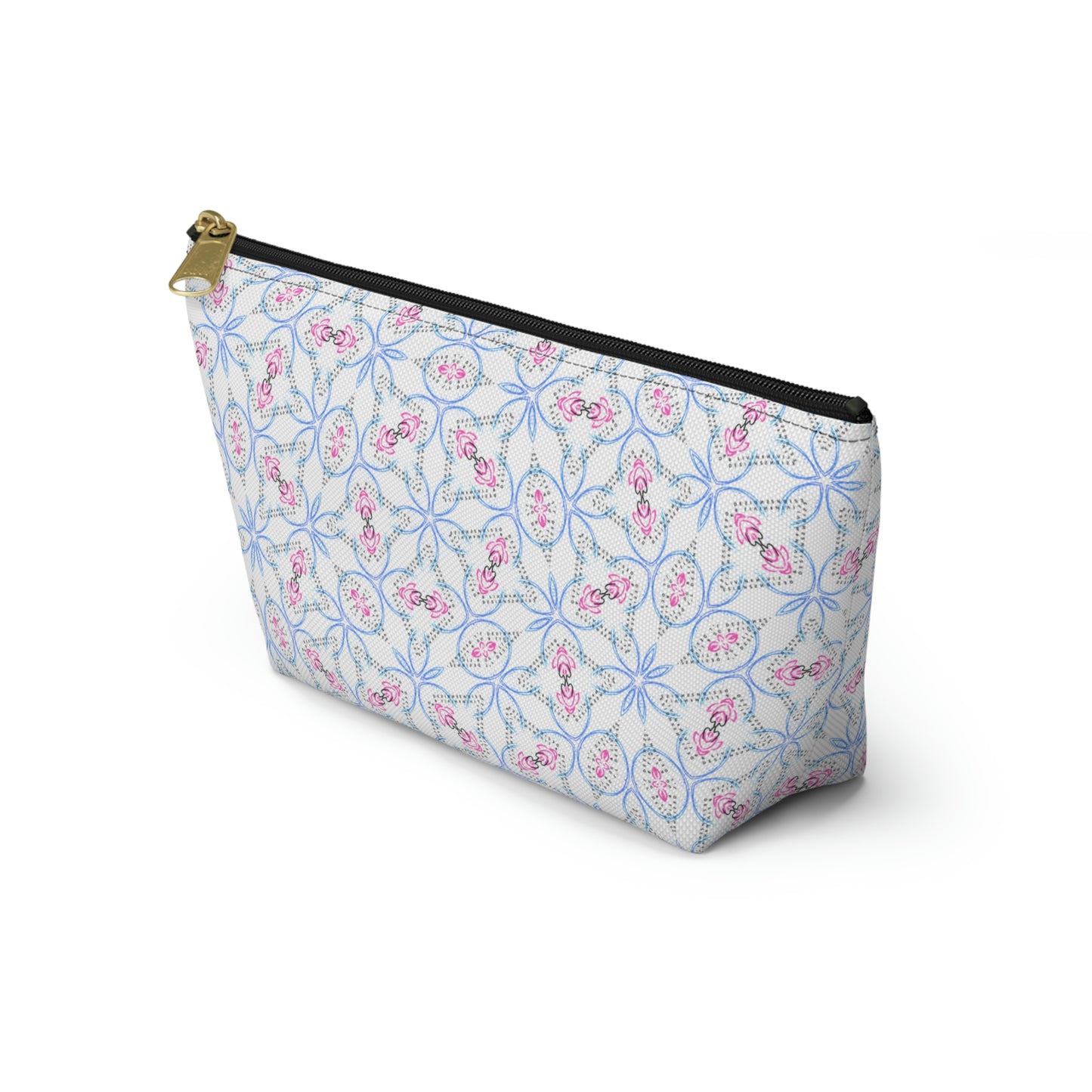 Splashes of Pink & Blue Mash Up Accessory Pouch w T-bottom
