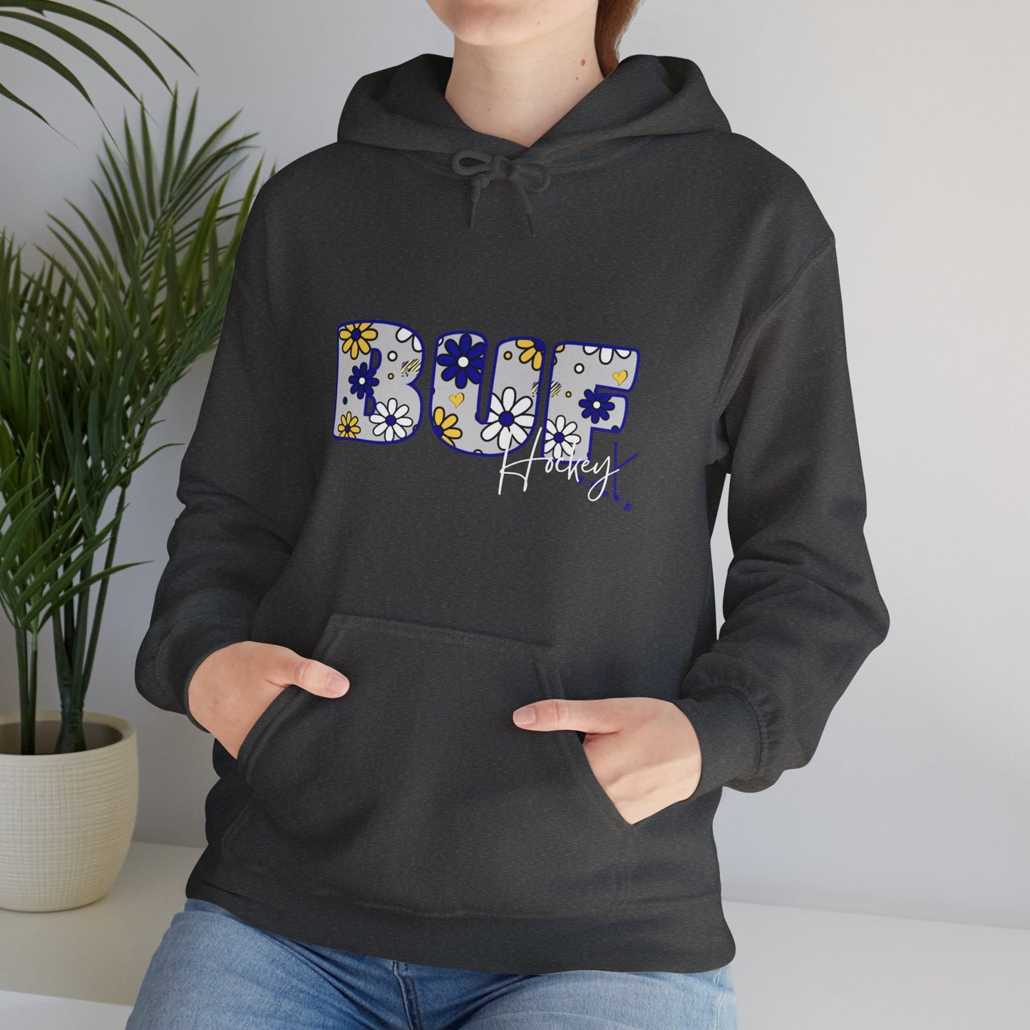 BUF Hockey Unisex Heavy Blend™ Hooded Sweatshirt ~ Flower Power Design