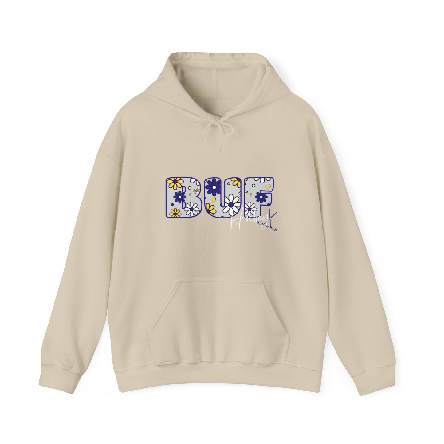 BUF Hockey Unisex Heavy Blend™ Hooded Sweatshirt ~ Flower Power Design