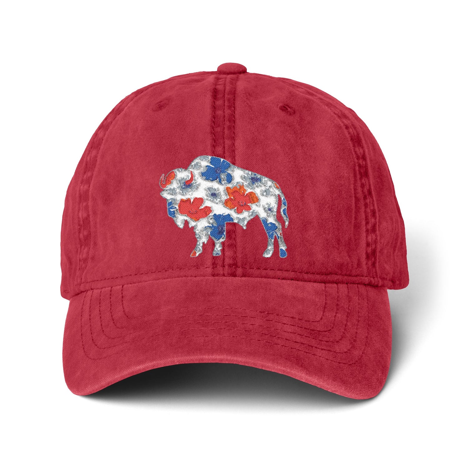 Floral Buffalo Baseball Cap(Embroidery)