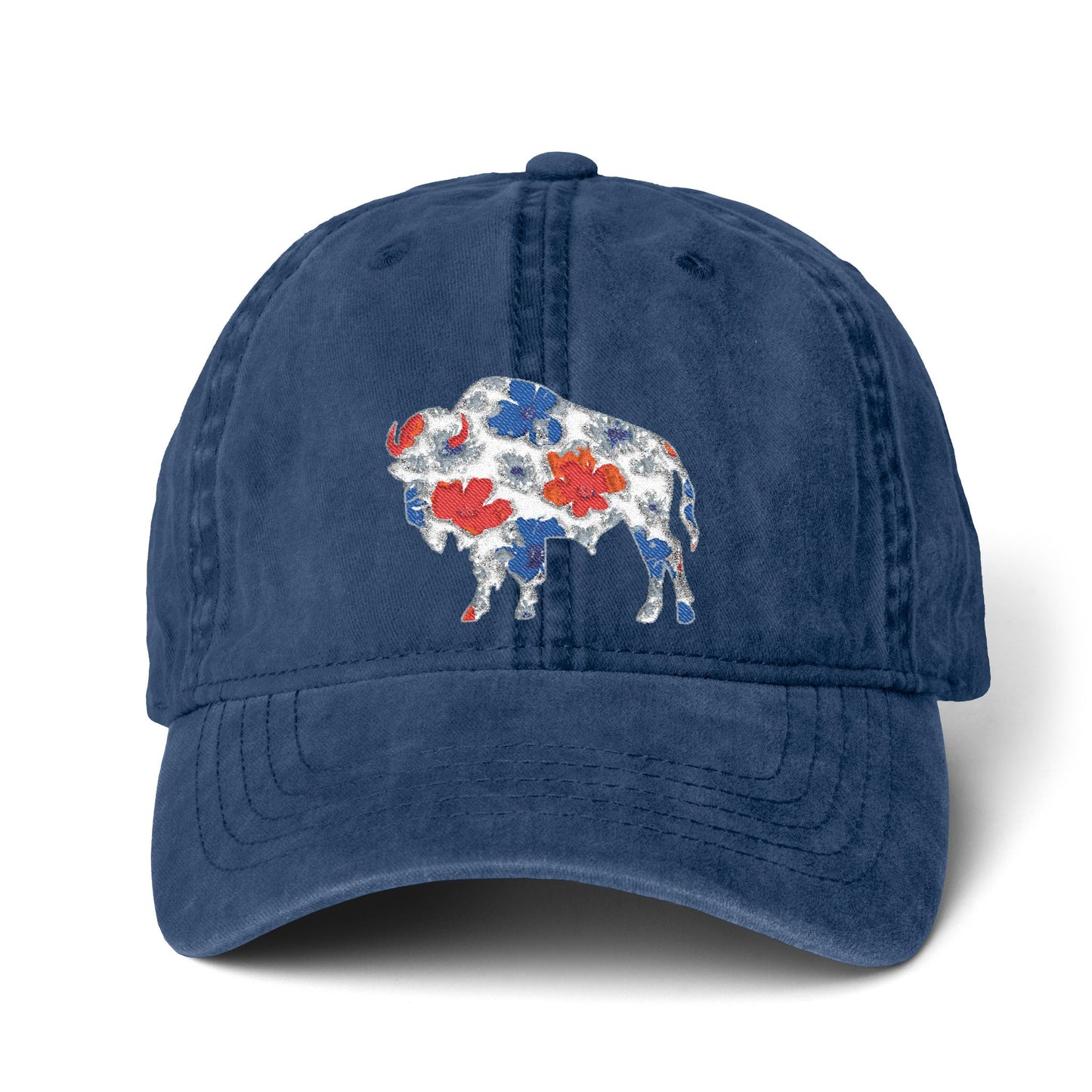 Floral Buffalo Baseball Cap(Embroidery)