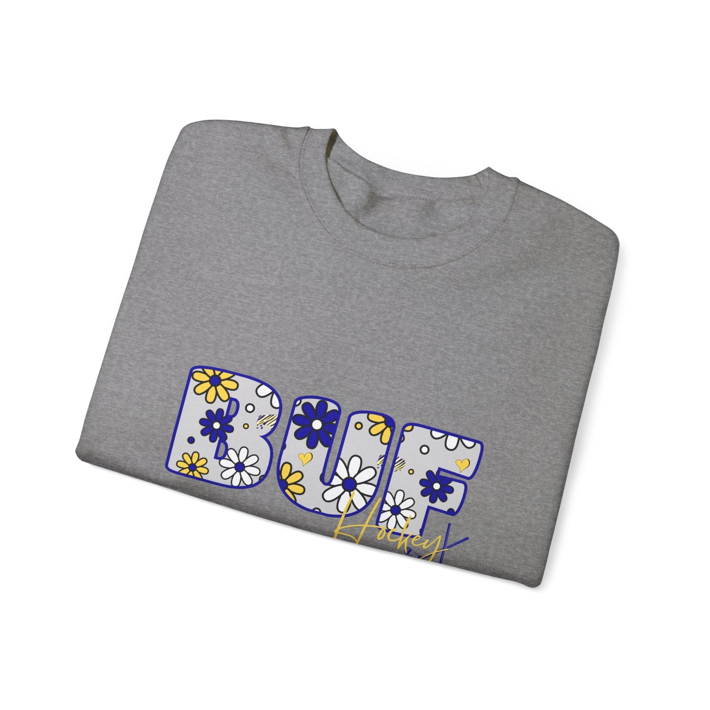 BUF Sabres Unisex Heavy Blend™ Crewneck Sweatshirt ~ Flower Power Design