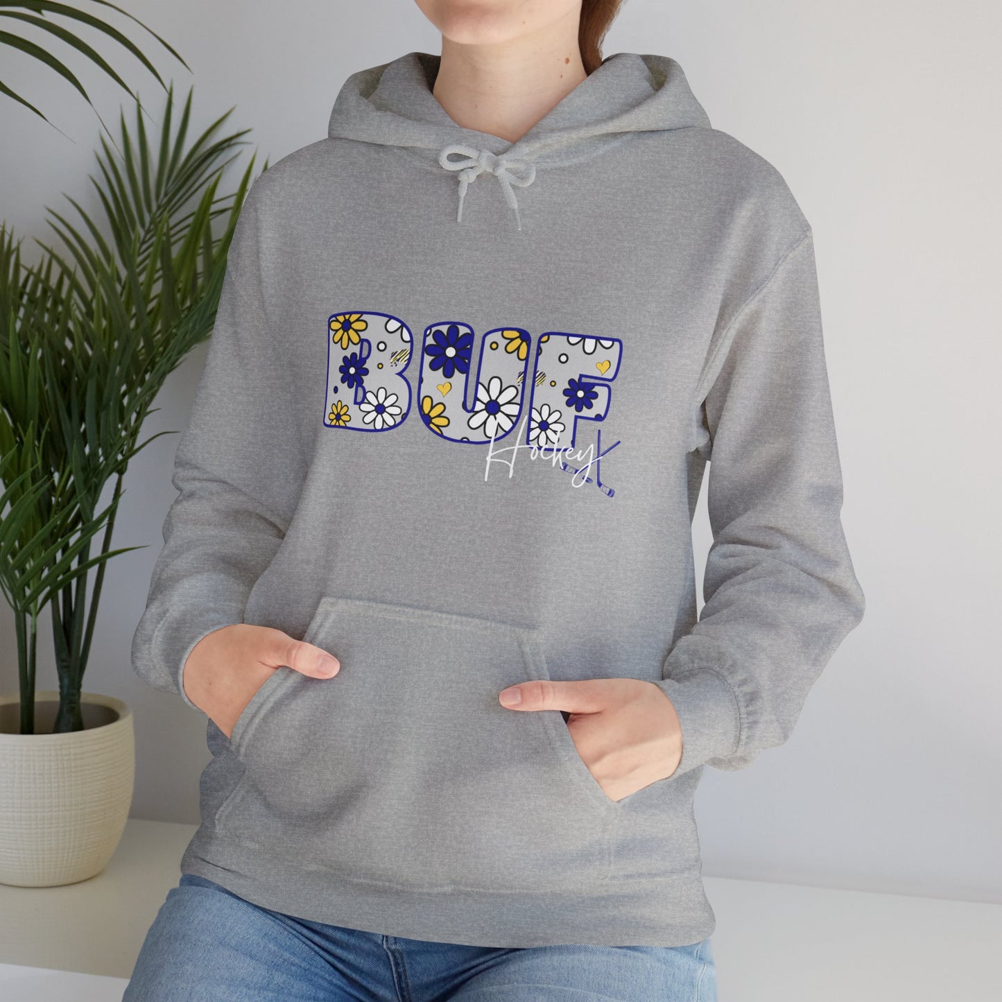 BUF Hockey Unisex Heavy Blend™ Hooded Sweatshirt ~ Flower Power Design