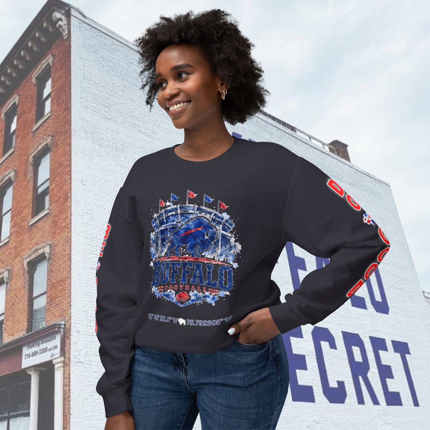 New Buffalo Football Stadium Tribute Unisex Lightweight Crewneck Sweatshirt