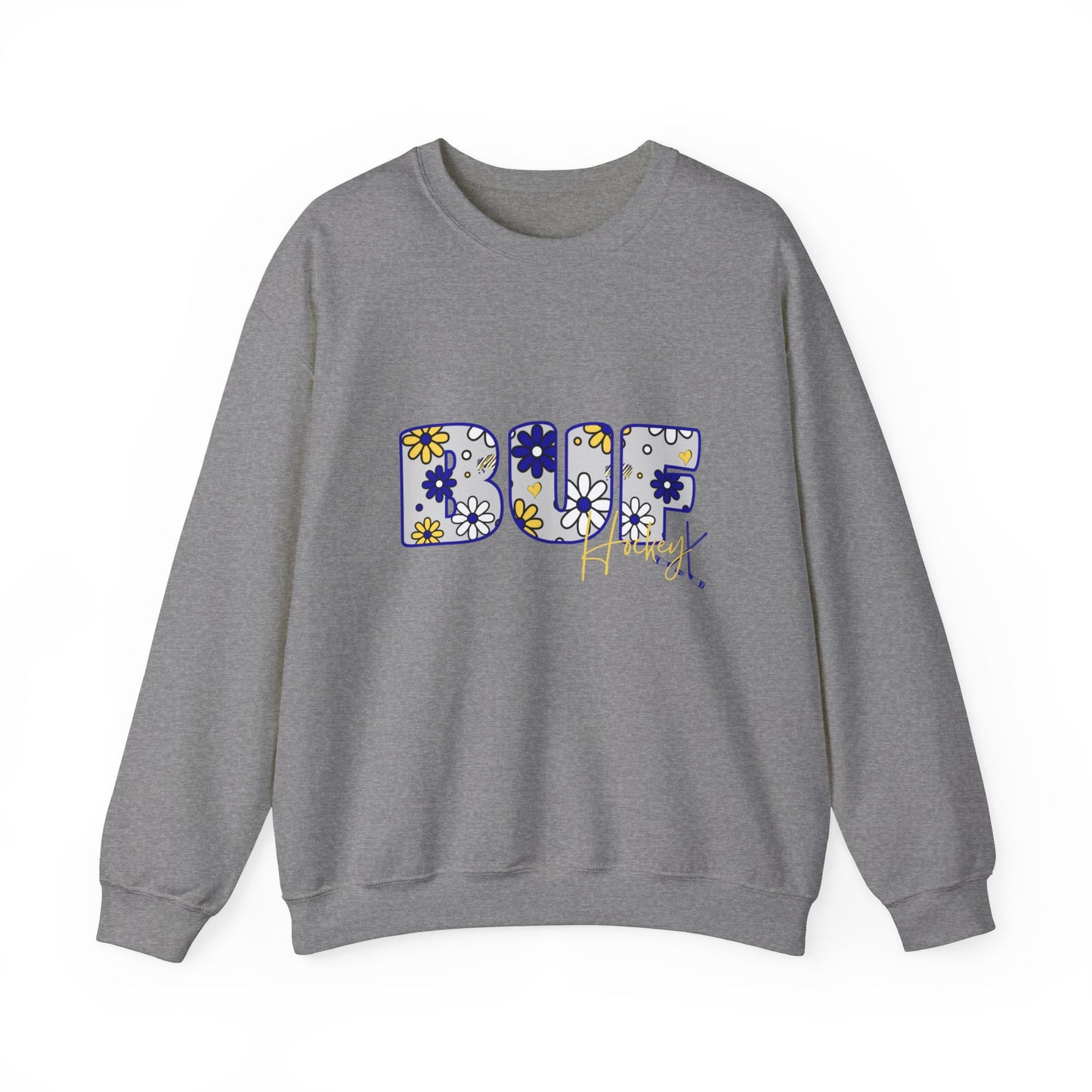 BUF Sabres Unisex Heavy Blend™ Crewneck Sweatshirt ~ Flower Power Design