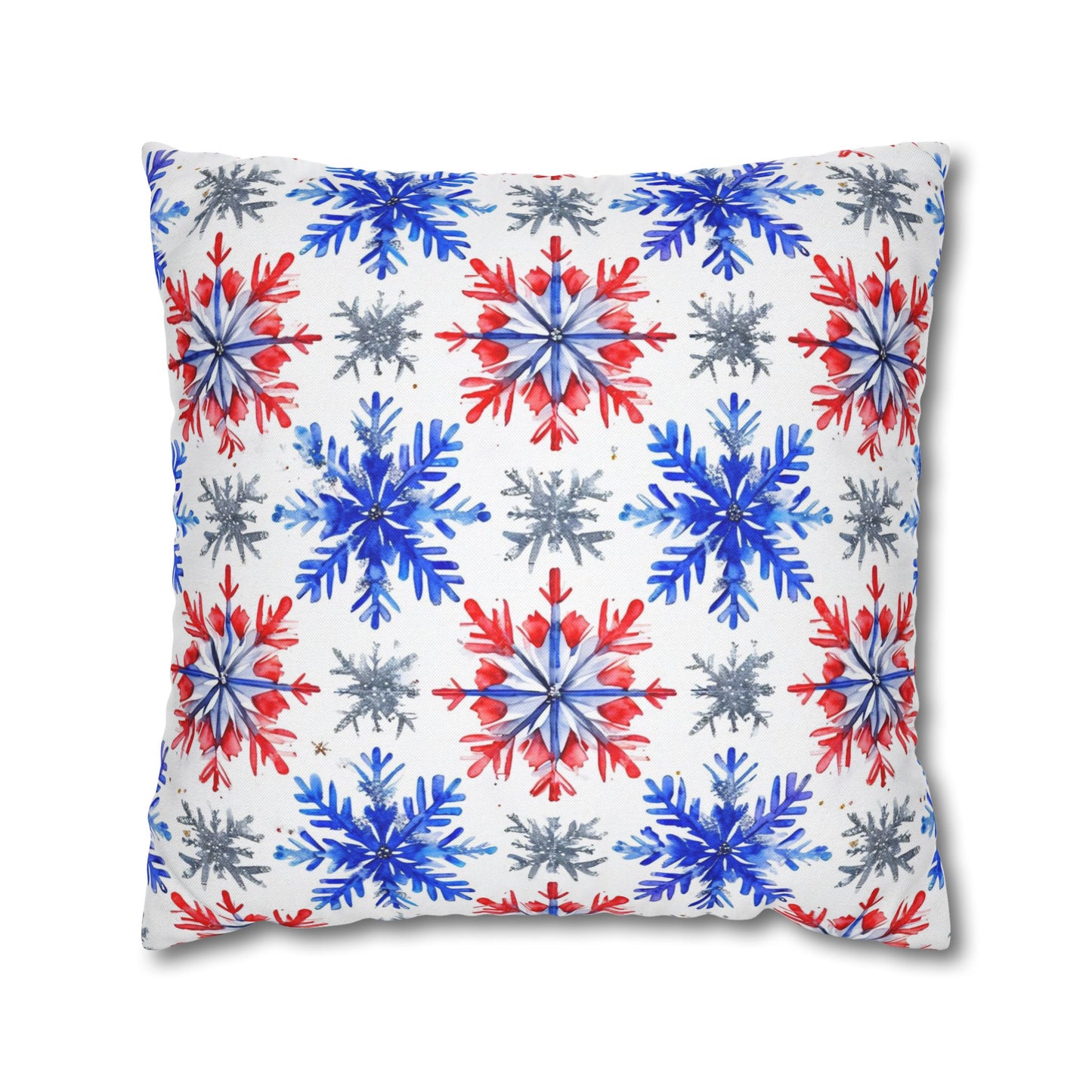 Watercolor Snowflake Spun Polyester Square Pillowcase