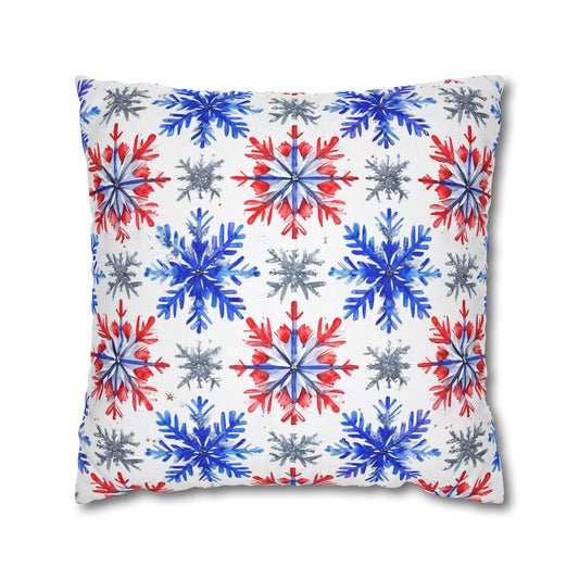 Watercolor Snowflake Spun Polyester Square Pillowcase