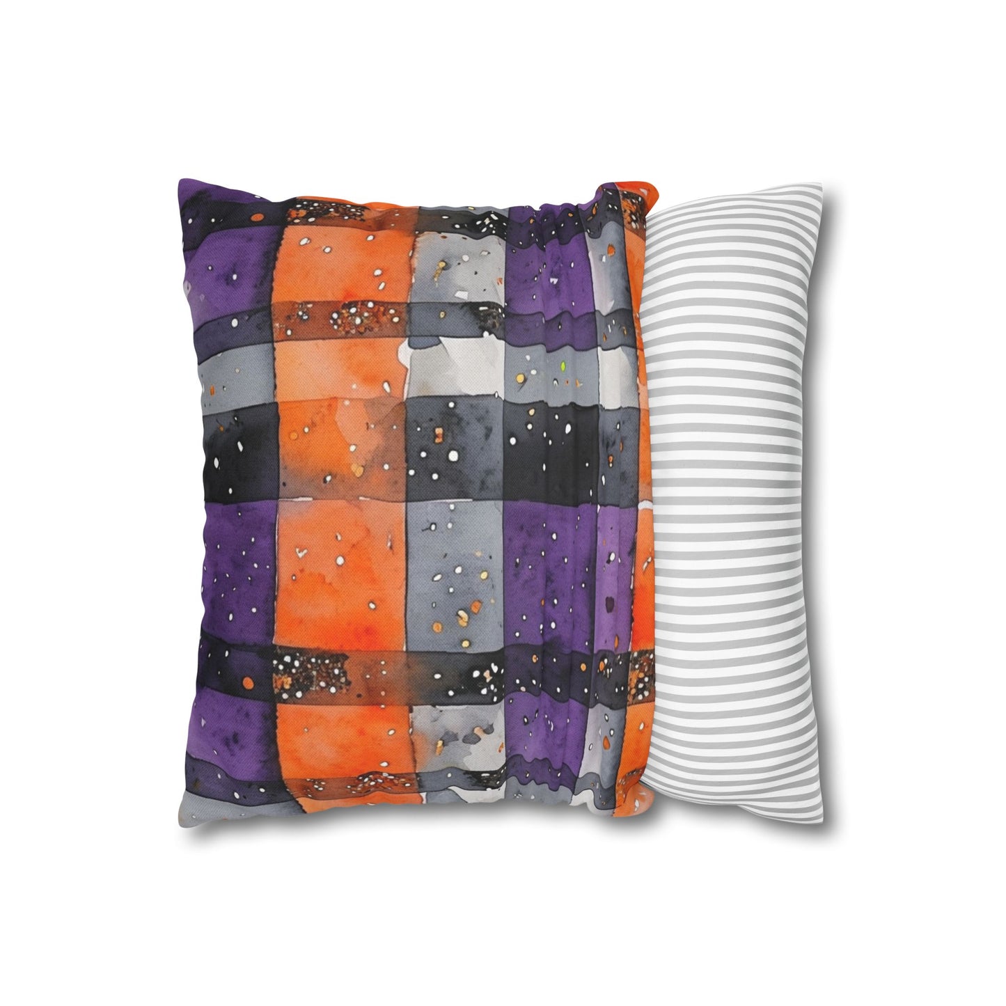 Bandits Plaid Watercolor Spun Polyester Square Pillowcase