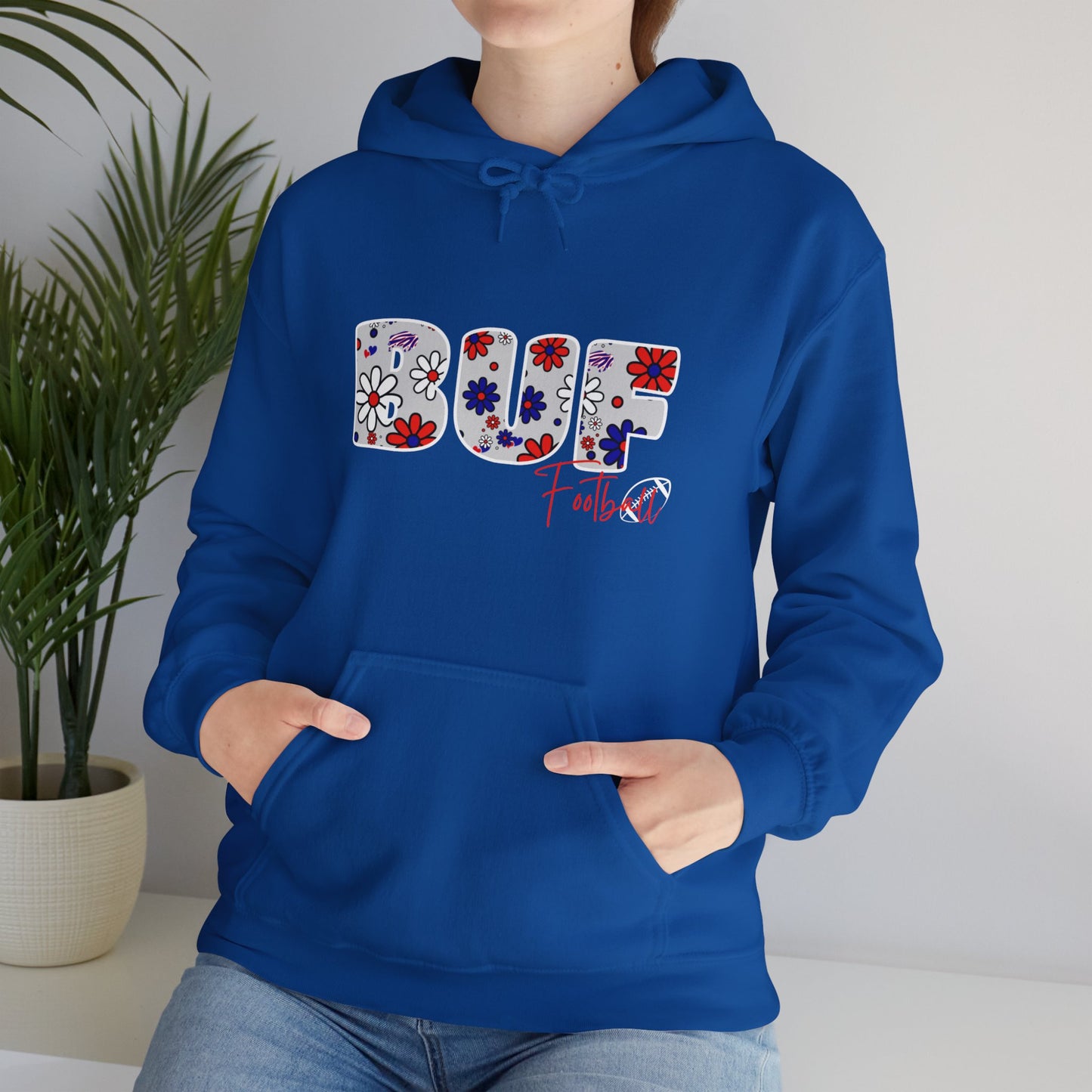 BUF Football Unisex Heavy Blend™ Hooded Sweatshirt ~ Flower Power Design