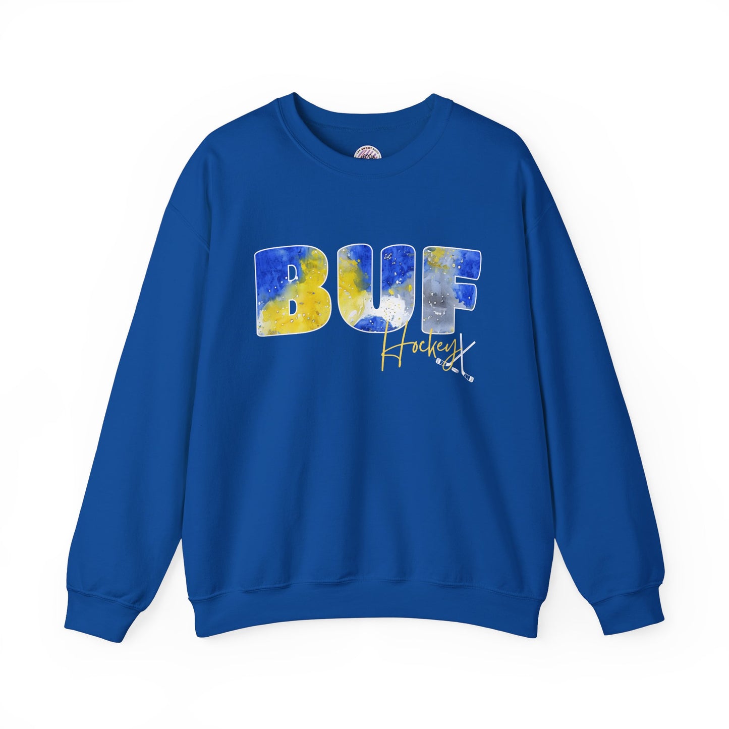 Sabres Paint BUF Watercolor Unisex Heavy Blend™ Crewneck Sweatshirt