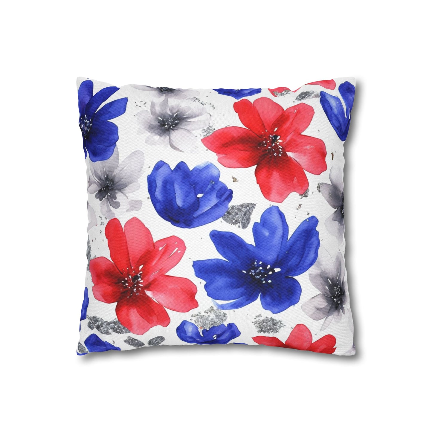 Floral Watercolor Spun Polyester Square Pillowcase