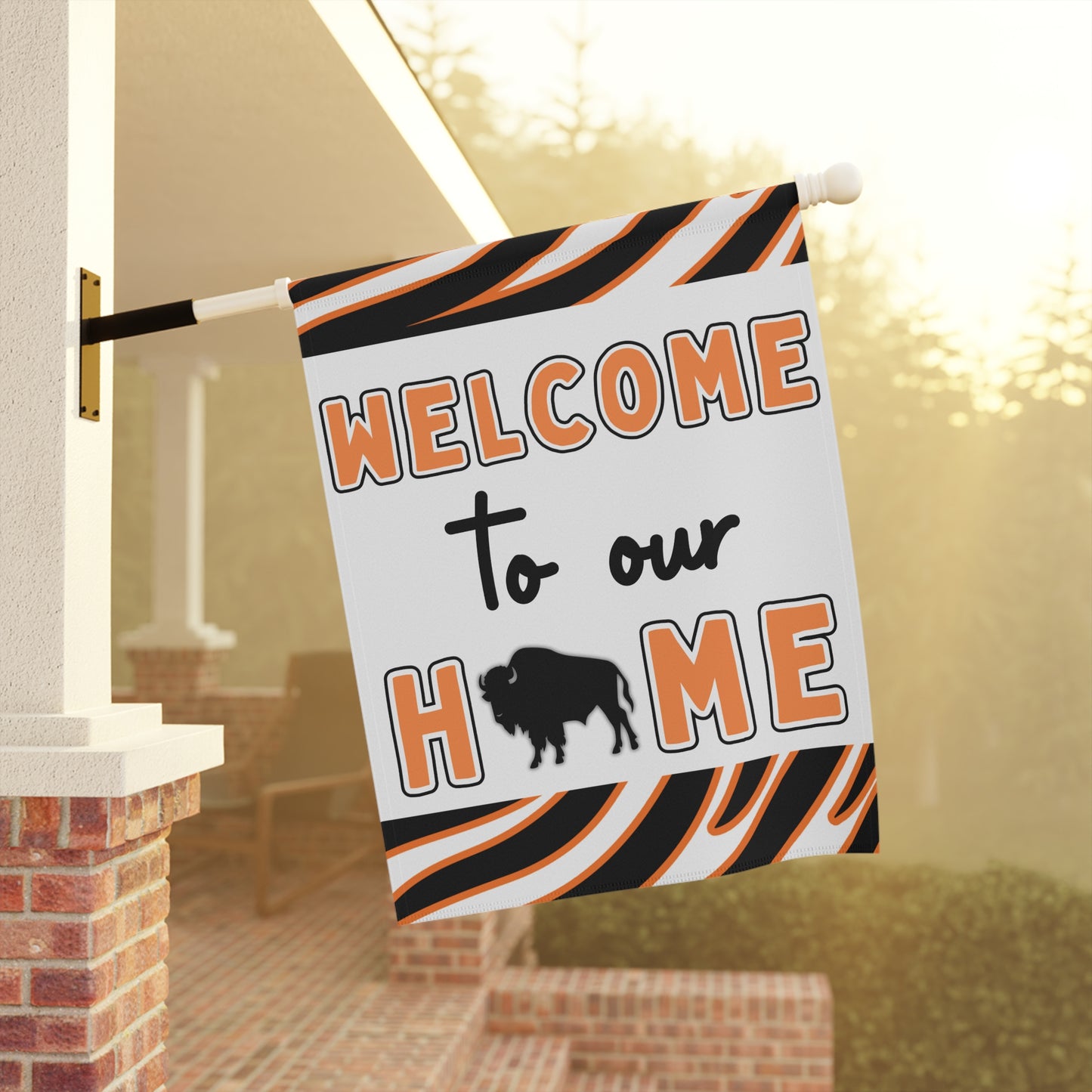 Orange & Black Welcome to Our Home House & Garden Flags