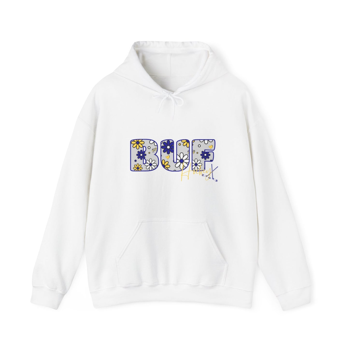 BUF Hockey Unisex Heavy Blend™ Hooded Sweatshirt ~ Flower Power Design