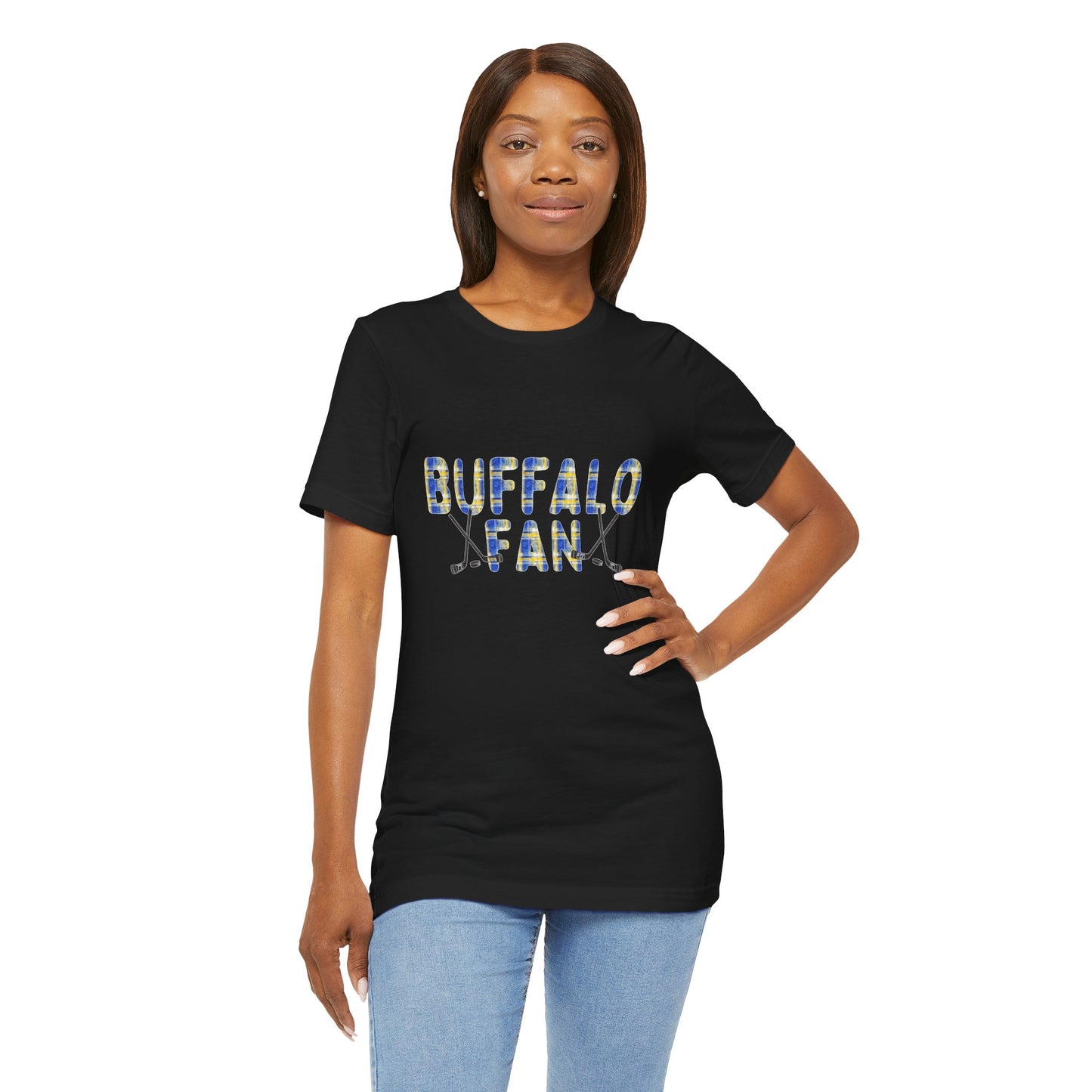 Sabres Watercolor Buffalo Plaid Unisex Short Sleeve Tee