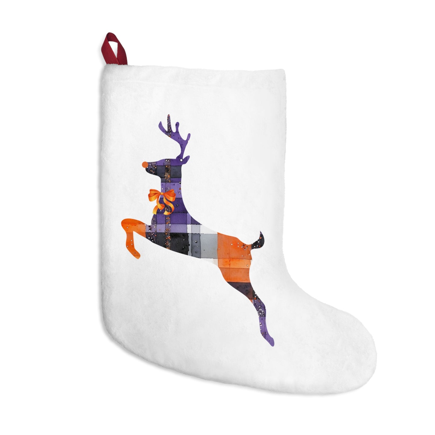 Oversized Bandits Plaid Christmas Stockings_Large Reindeer Version