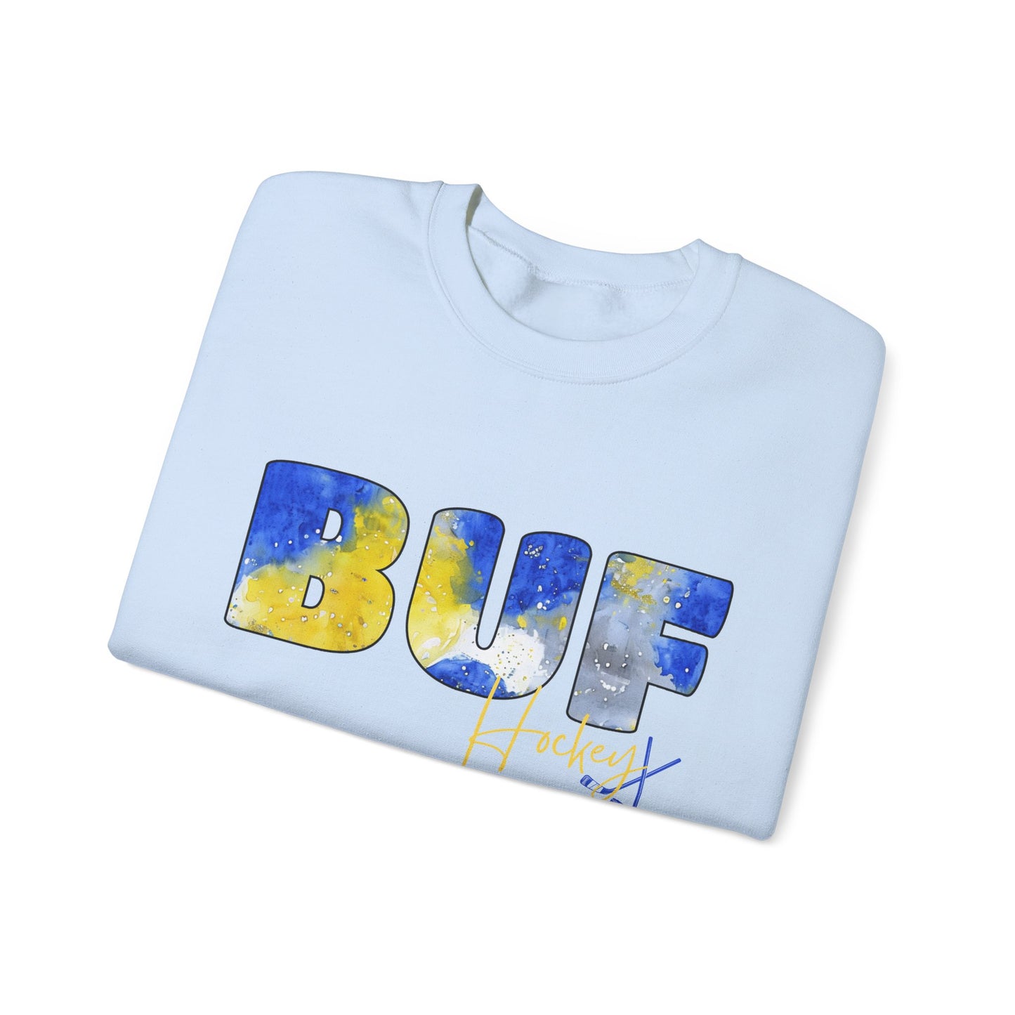 Sabres Paint BUF Watercolor Unisex Heavy Blend™ Crewneck Sweatshirt