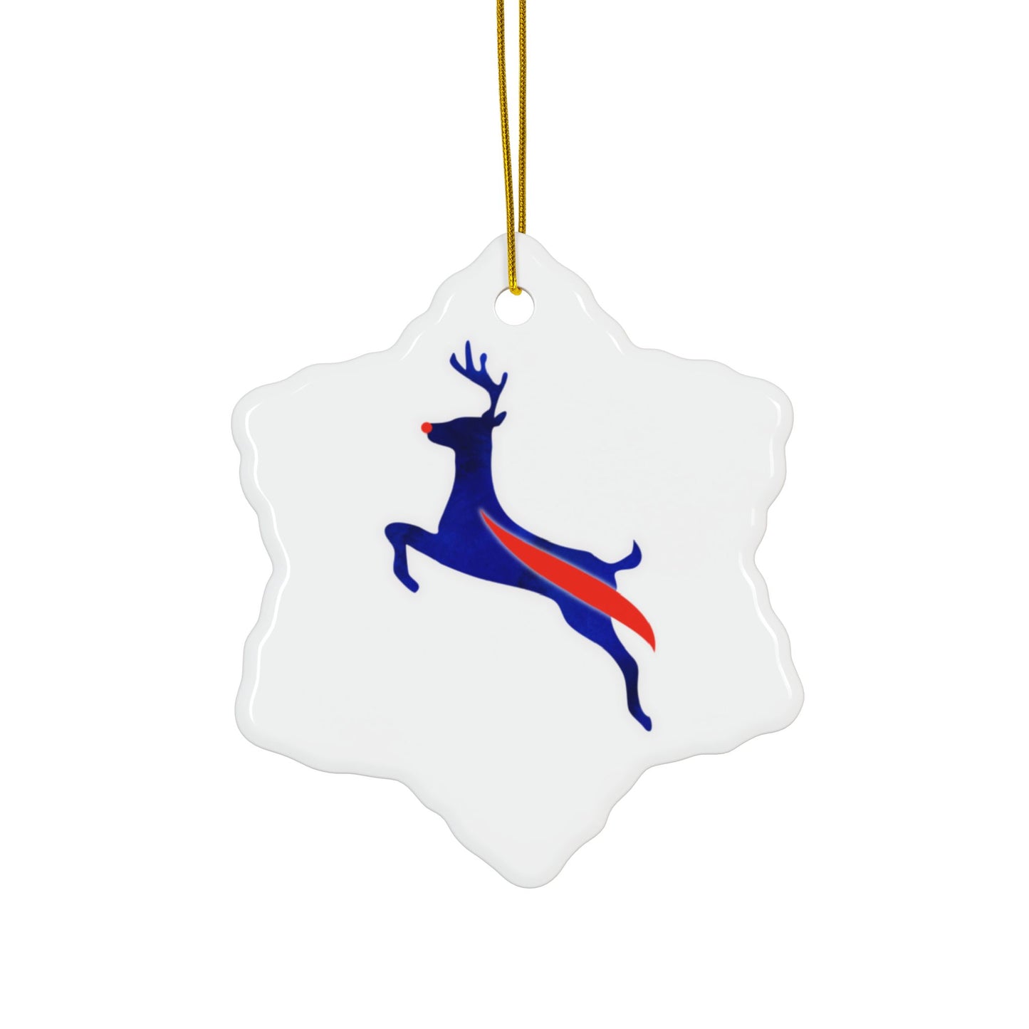 Buffalo Bills Reindeer Watercolor Ceramic Ornament: 2-Side Print, Available in (1pc, 3pcs, 5pcs, 10pcs)