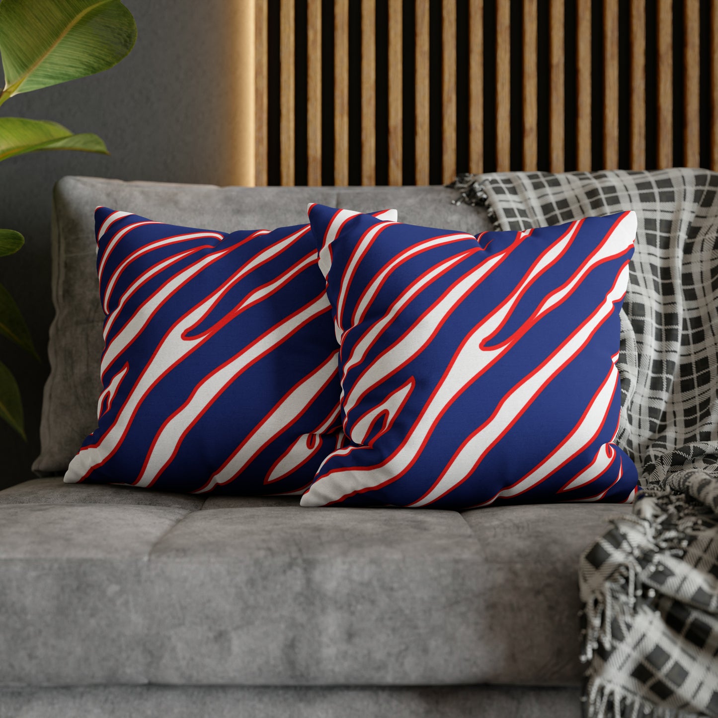 Zubaz Print Red and Blue Spun Polyester Square Pillow Case