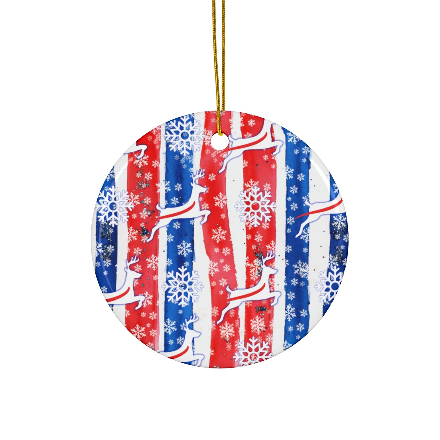 Watercolor Stripe Ceramic Ornament: 2-Side Print, Available in (1pc, 3pcs, 5pcs, 10pcs)