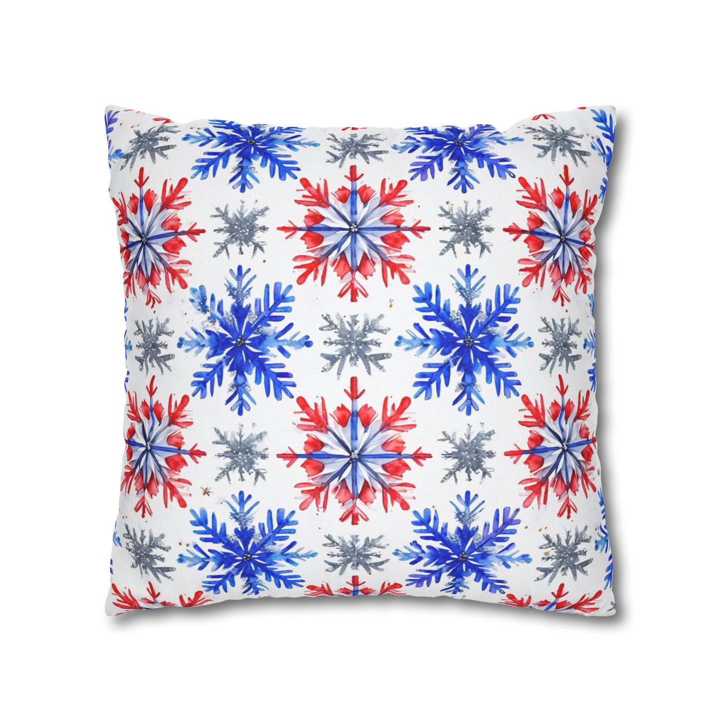 Watercolor Snowflake Spun Polyester Square Pillowcase