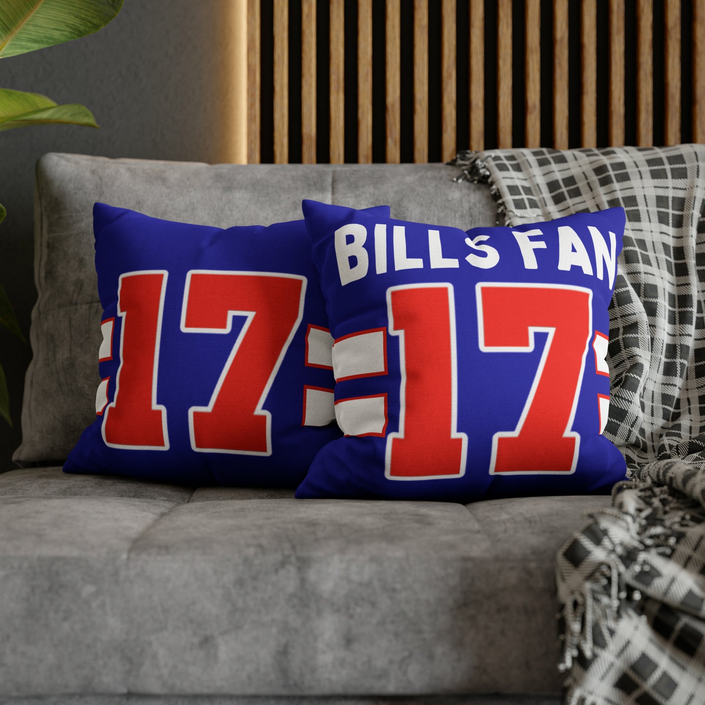 #17 Buffalo Bills Fan Spun Polyester Square Pillow Case