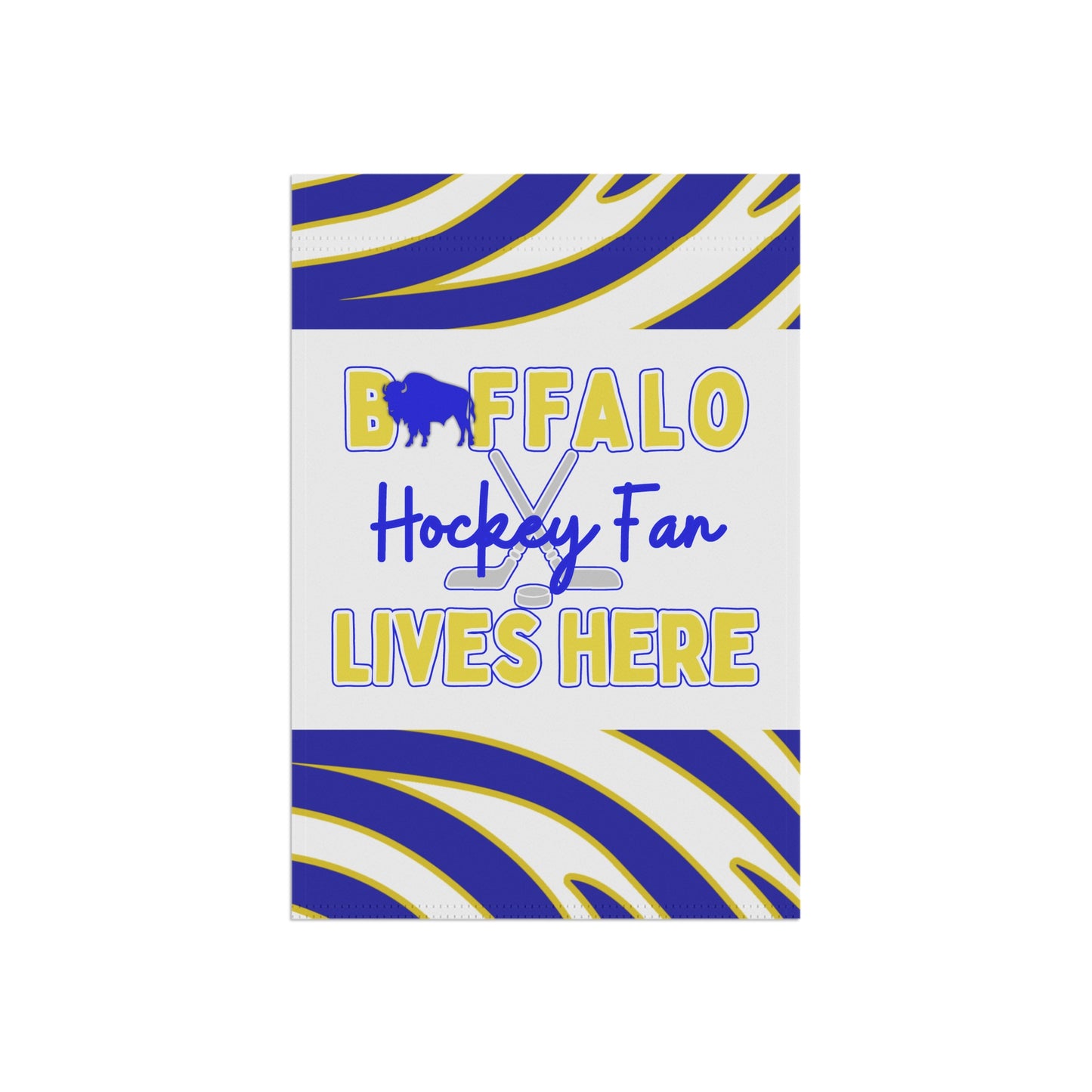 Buffalo Hockey Fan Lives Here  Animal Stripe Garden Flag