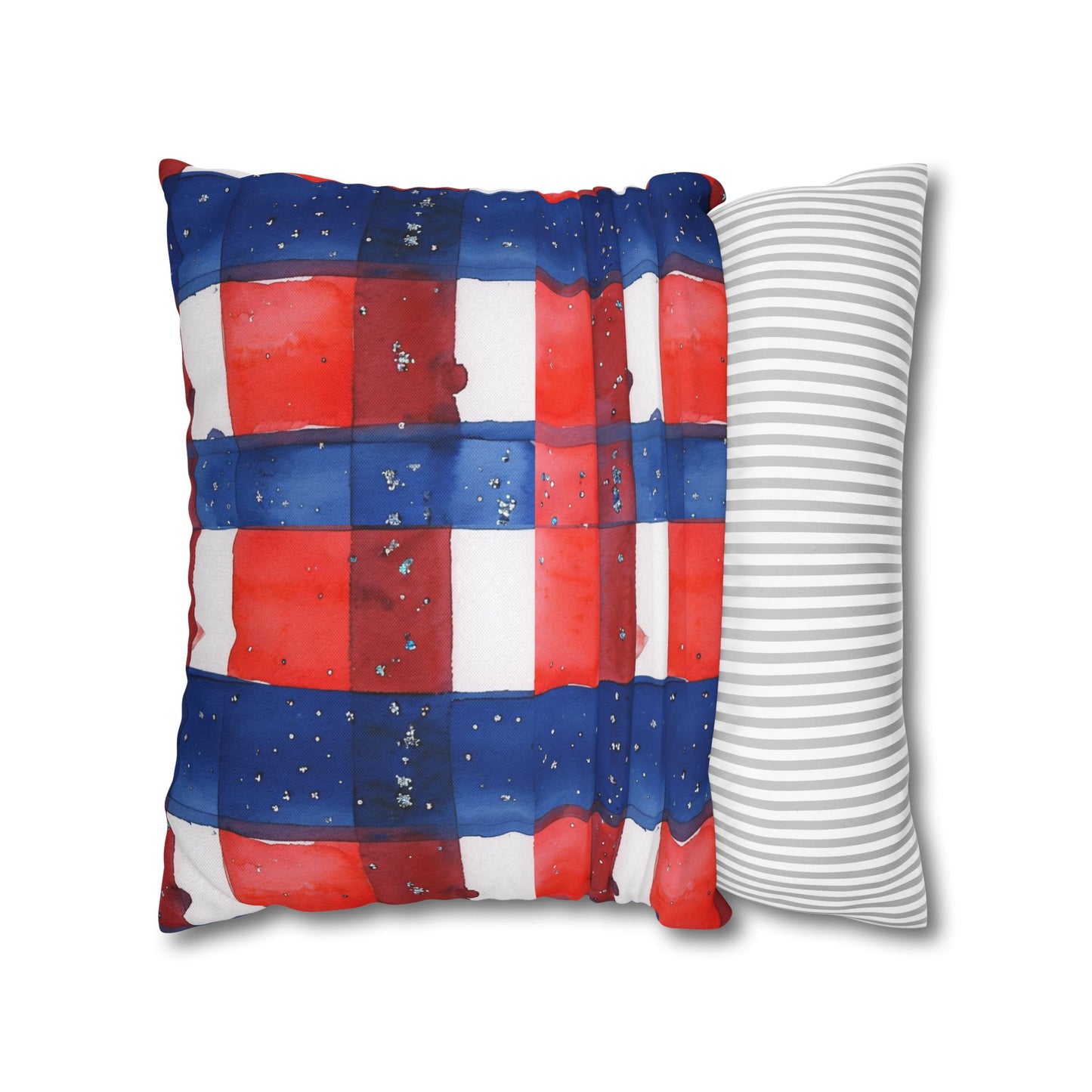 Buffalo Bills Plaid Watercolor Spun Polyester Square Pillowcase