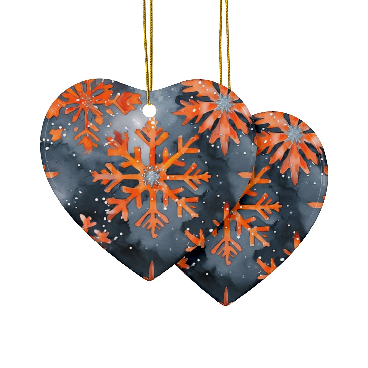 Buffalo Bandits Snowflake Watercolor Ceramic Ornament: 2-Side Print, Available in (1pc, 3pcs, 5pcs, 10pcs)