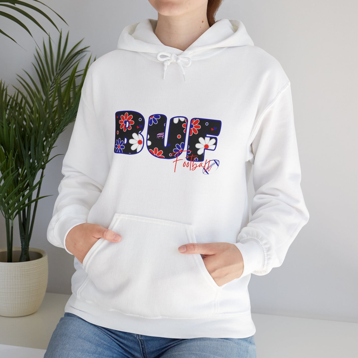 BUF Football Unisex Heavy Blend™ Hooded Sweatshirt ~ Flower Power Design