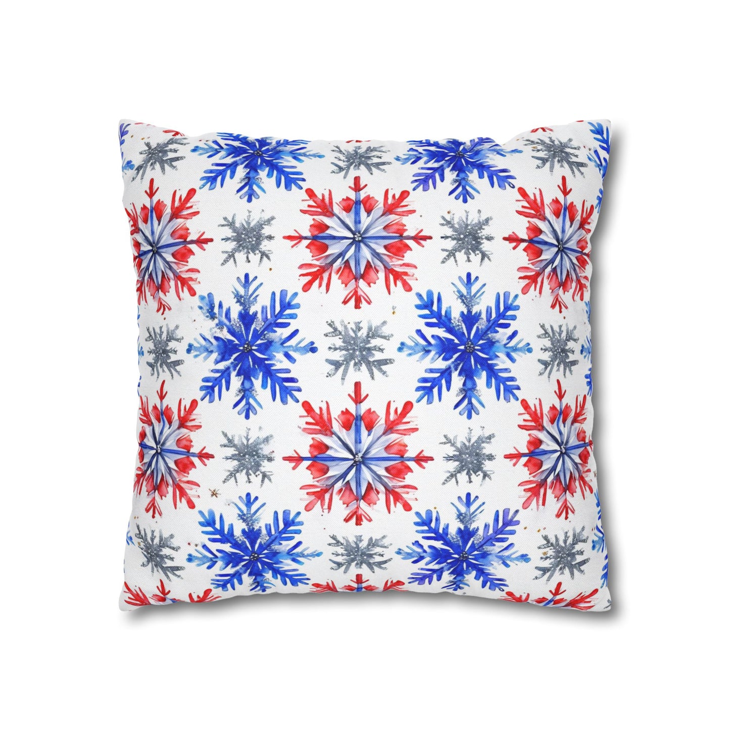 Watercolor Snowflake Spun Polyester Square Pillowcase