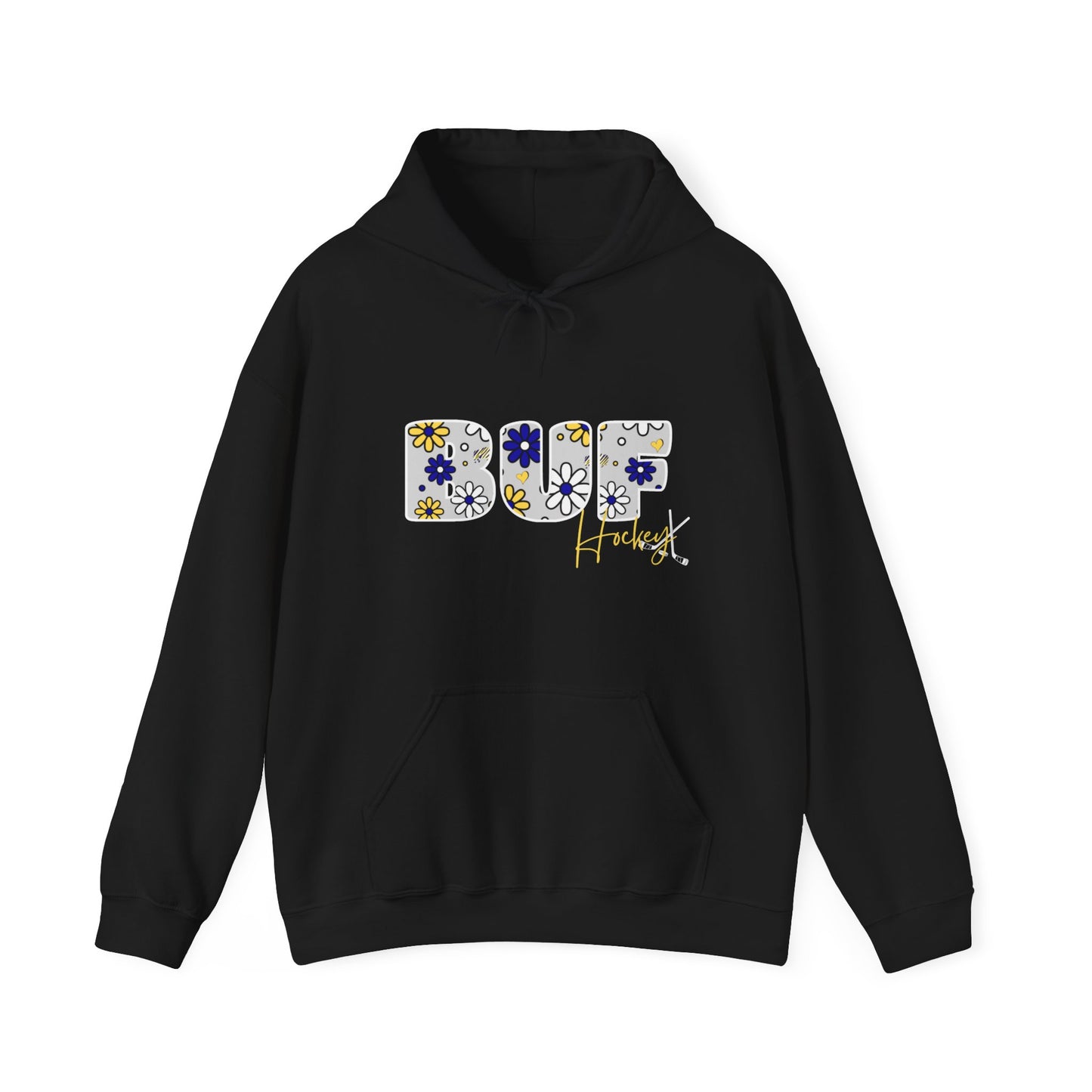 BUF Hockey Unisex Heavy Blend™ Hooded Sweatshirt ~ Flower Power Design