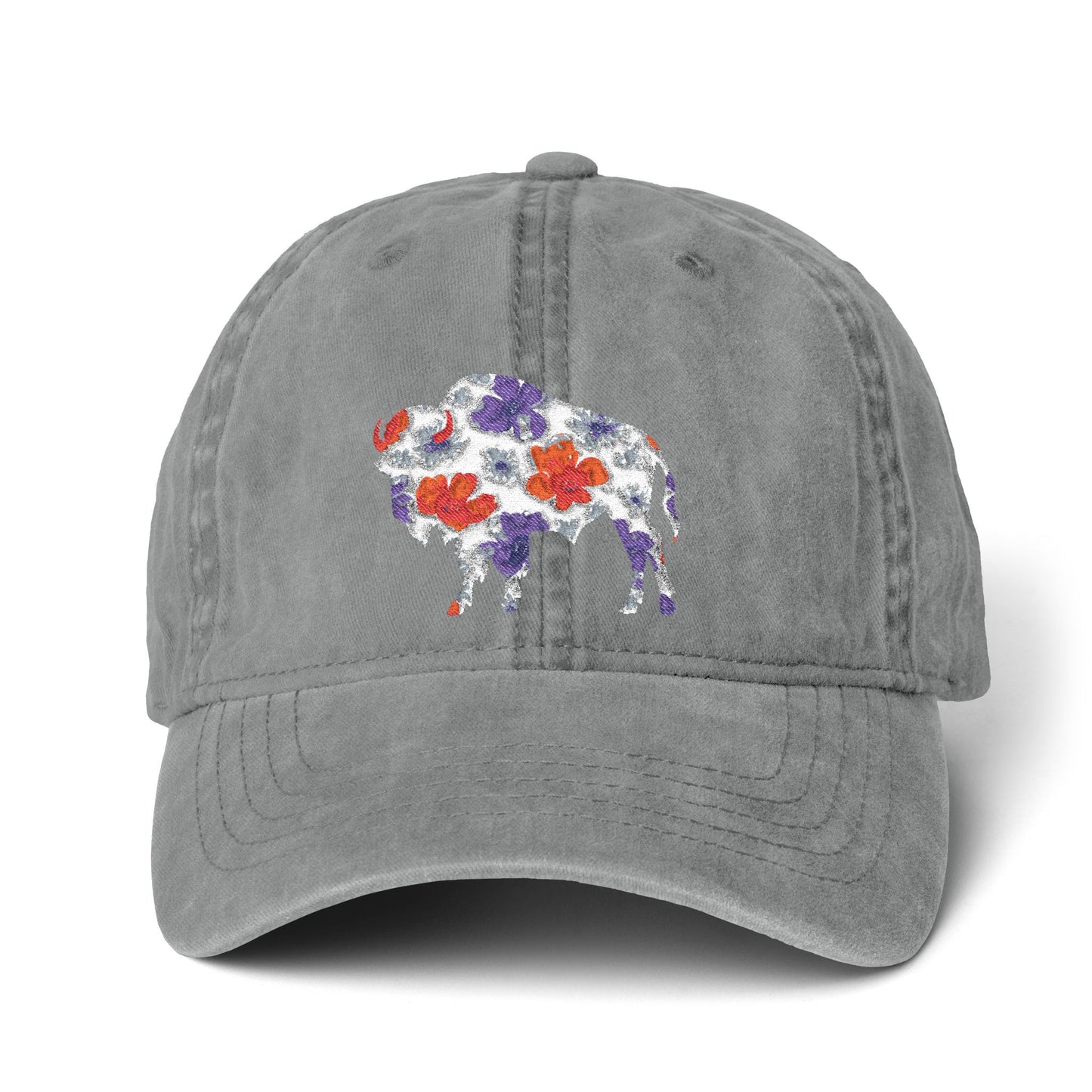 Floral Buffalo Baseball Cap(Embroidery)