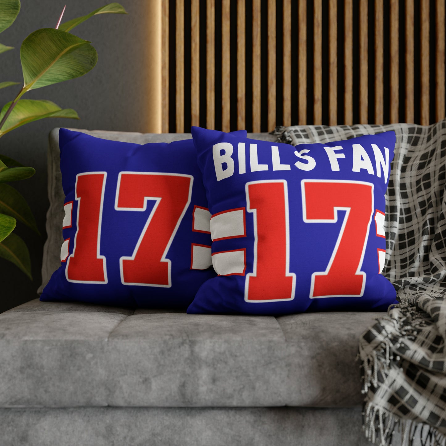 #17 Buffalo Bills Fan Spun Polyester Square Pillow Case