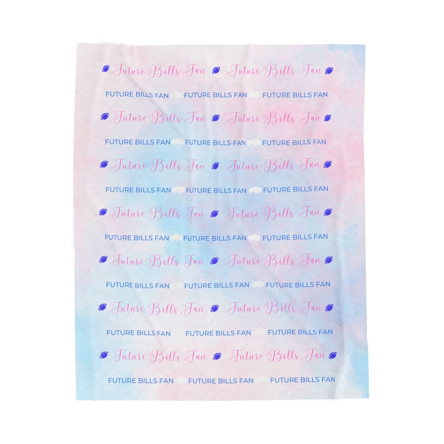 Pink and Blue Future Buffalo Football Fan Warm and Cuddly Velveteen Plush Blanket