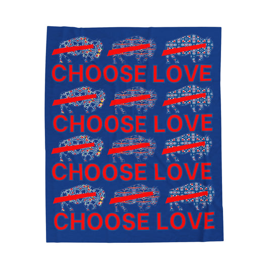 Choose Love Buffalo Bills Mash Up Velveteen Plush Blanket
